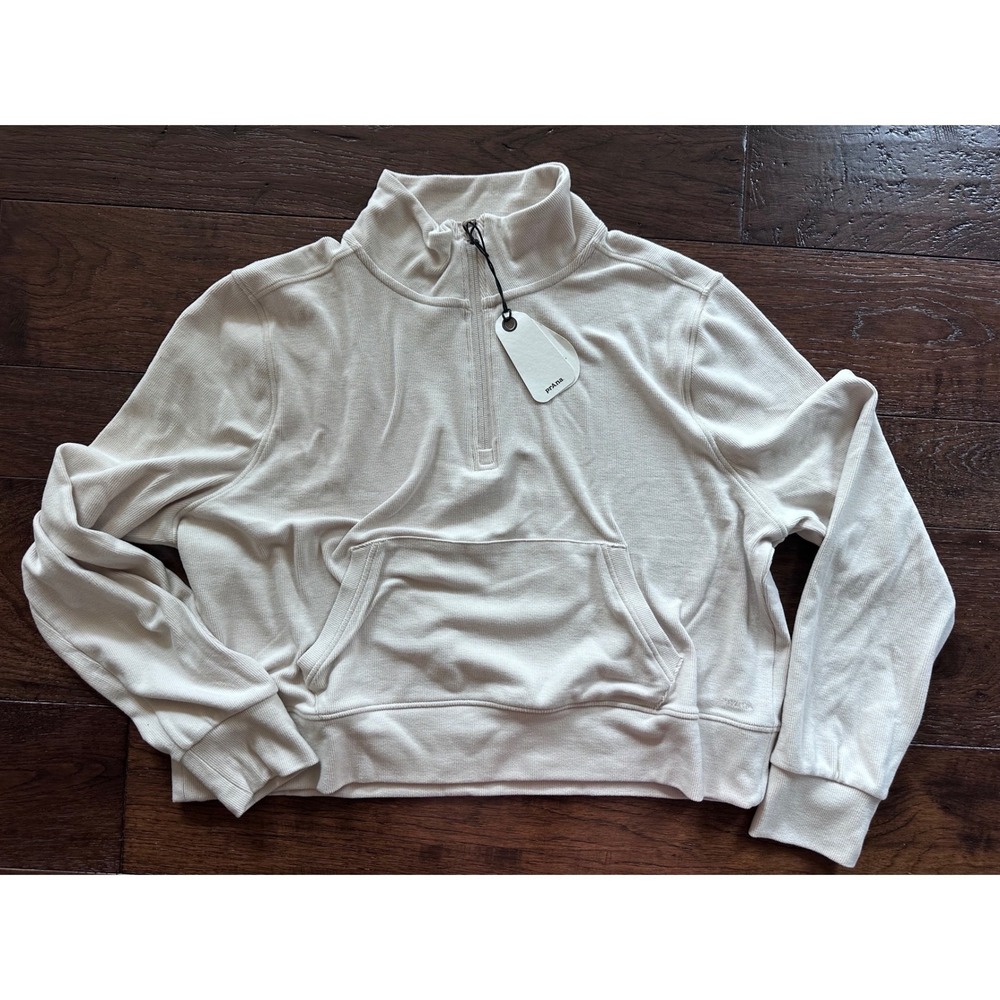 Prana Sol Searcher Quarter Zip Pullover Womens Oatmeal  Cropped Sweatshirt- xL
